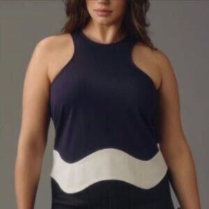 Brand New Sunday In Brooklyn Colourblock Scalloped Hem Tank Top